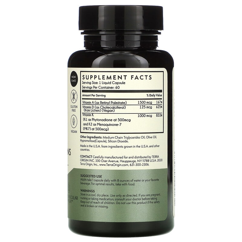 Terra Origin, A-D-K Essential Vitamins, 60 Liquid Capsules 857668007588