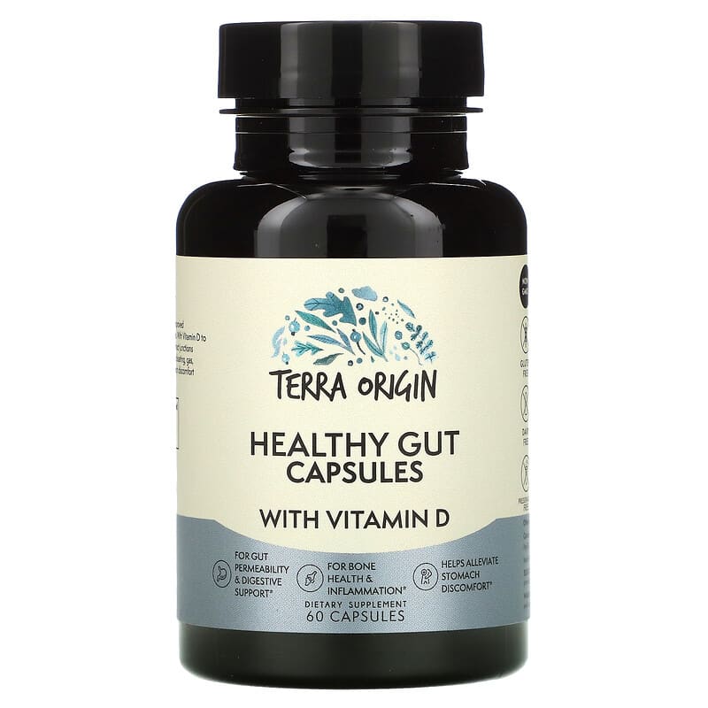 Terra Origin Healthy Gut Capsules with Vitamin D 60 Capsules 857668007281