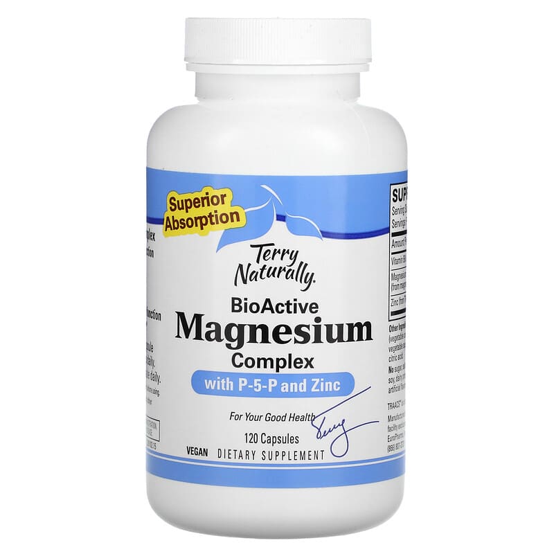 Terry Naturally BioActive Magnesium Complex with P-5-P and Zinc 120 Capsules 367703261023