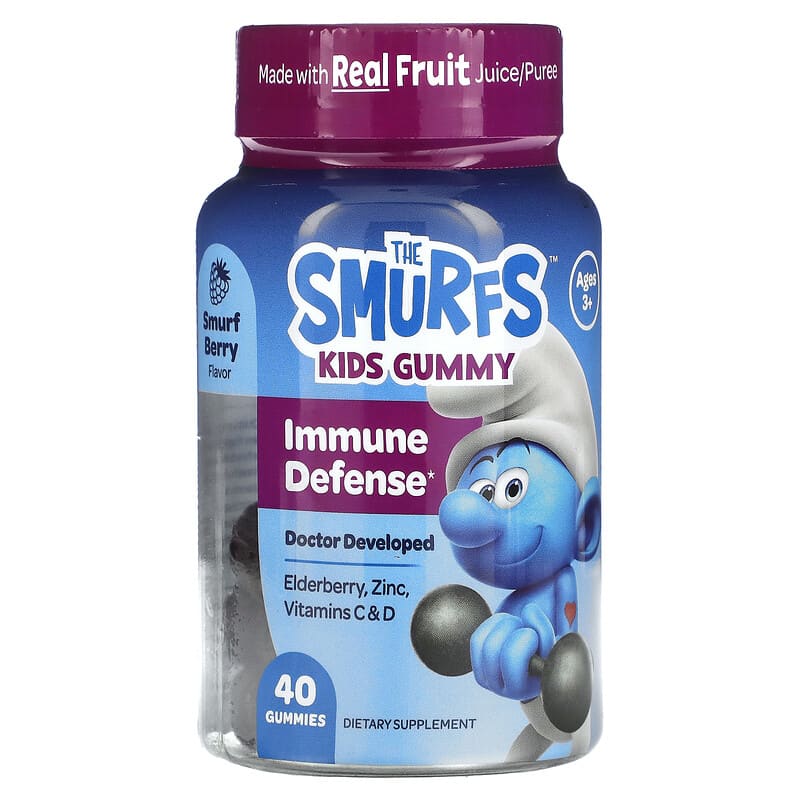 The Smurfs Kids Gummy Immune Defense Ages 3+ Berry 40 Gummies 850019556964