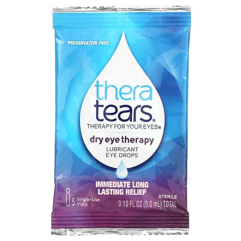 TheraTears, Dry Eye Therapy, Lubricant Eye Drops, 30 Sterile Single-Use Vials 358790000305