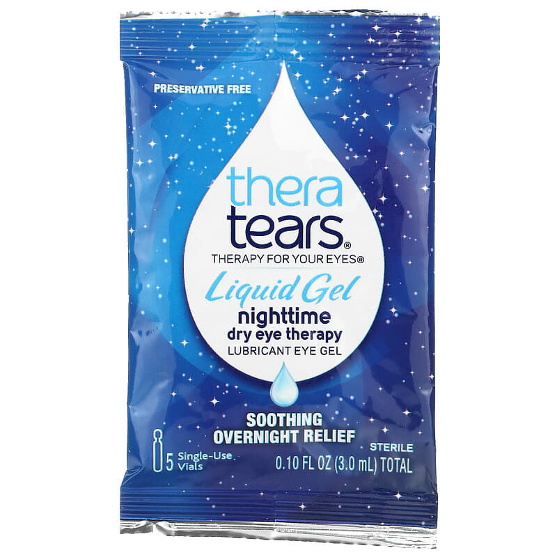 TheraTears, Nighttime Dry Eye Therapy, Lubricant Eye Gel, 30 Single-Use Vials 358790003306