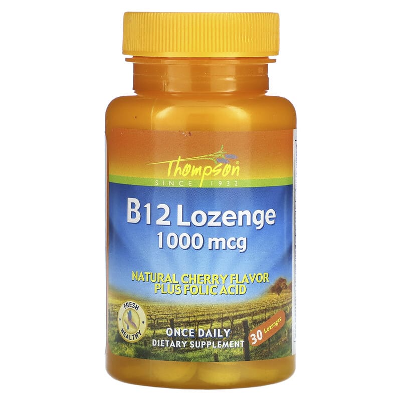 Thompson B12 Lozenge Natural Cherry 1,000 mcg 30 Lozenges 31315191428