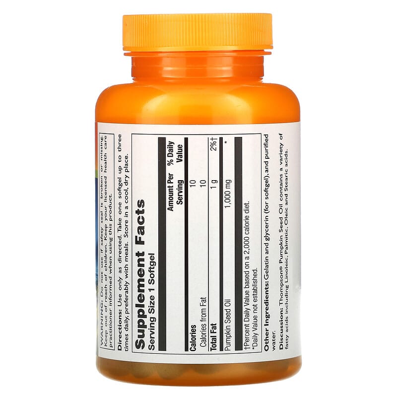 Thompson, Pumpkin Seed Oil, 1000 mg, 60 Softgels 31315193231