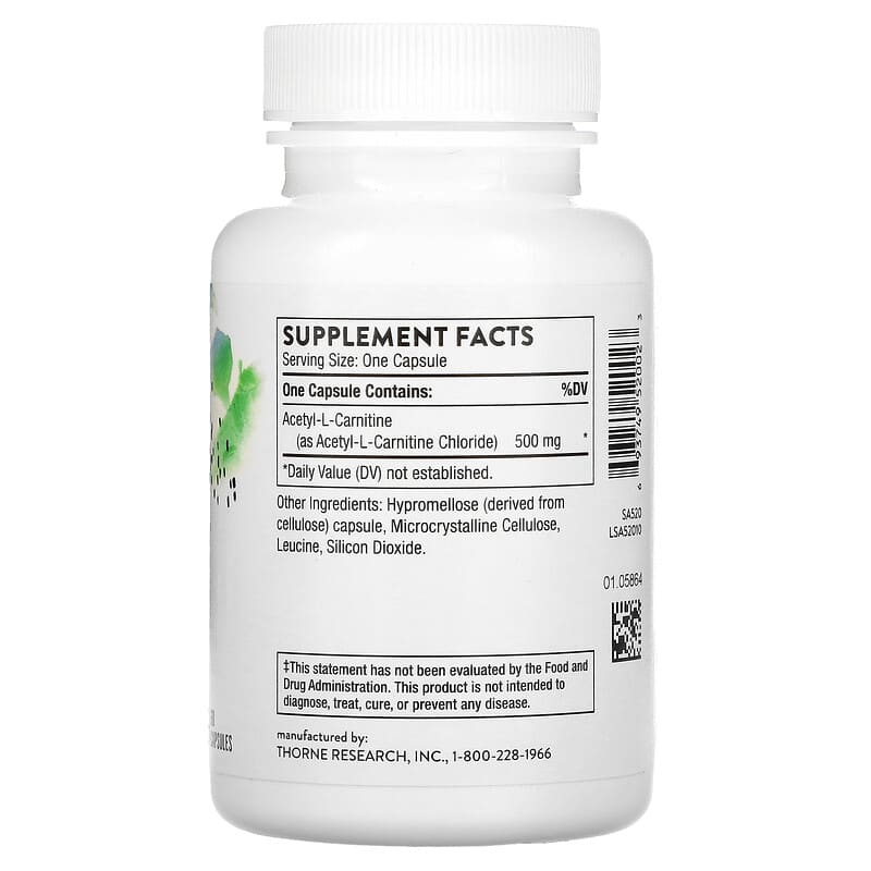 Thorne, Acetyl-L-Carnitine, 500 mg, 60 Capsules 693749520023