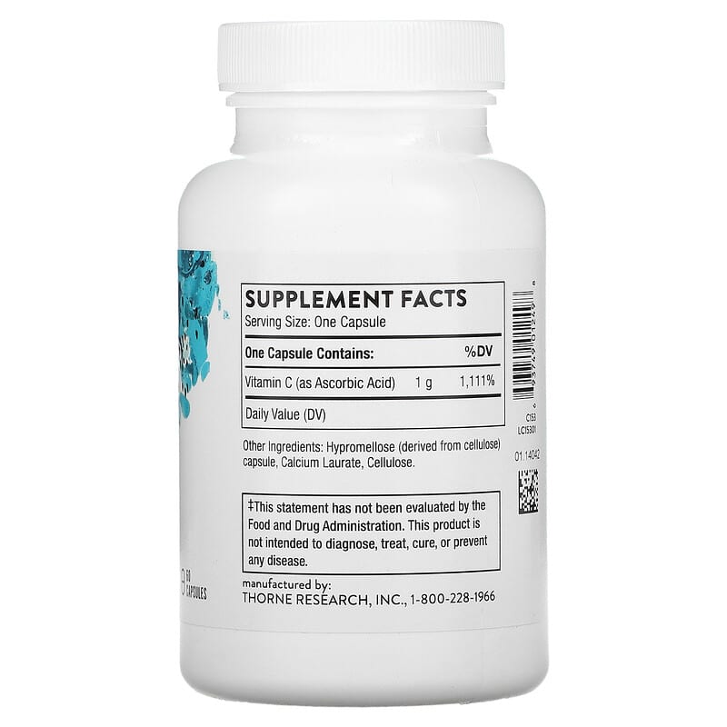Thorne, Ascorbic Acid, Vitamin C, 60 Capsules 693749012498