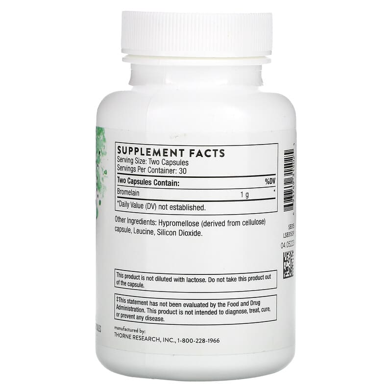 Thorne, Bromelain, 60 Capsules 693749315025