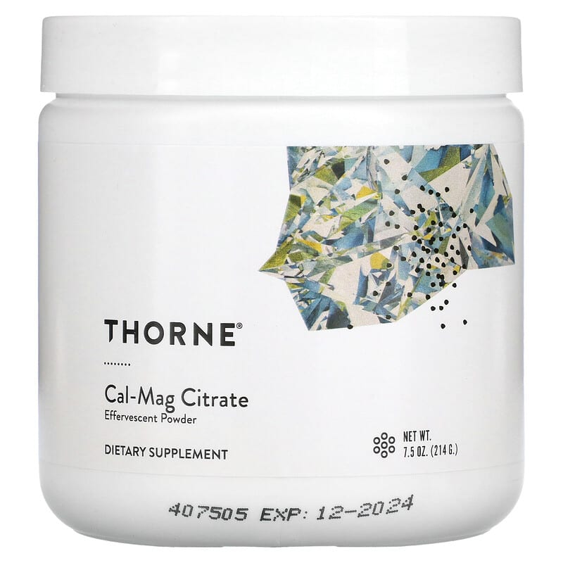 Thorne Cal-Mag Citrate Effervescent Powder 7.5 oz (214 g) 693749222026