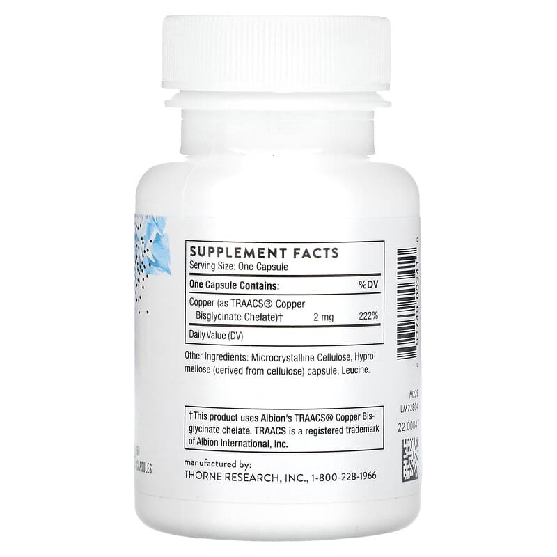 Thorne, Copper Bisglycinate, 60 Capsules 693749003410