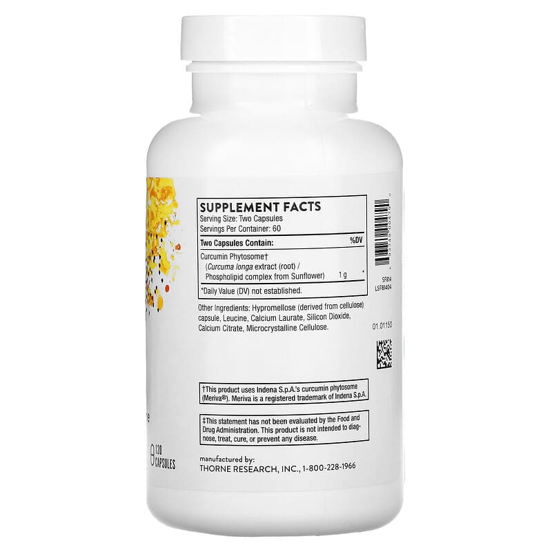 Thorne, Curcumin Phytosome, 1,000 mg, 120 Capsules 693749004790
