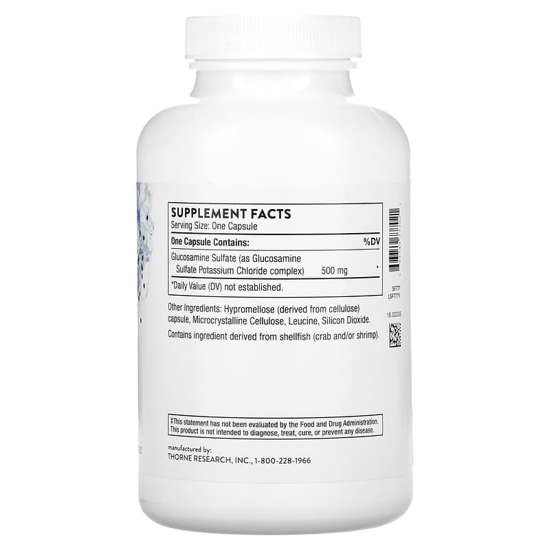 Thorne, Glucosamine Sulfate, 180 Capsules 693749777021