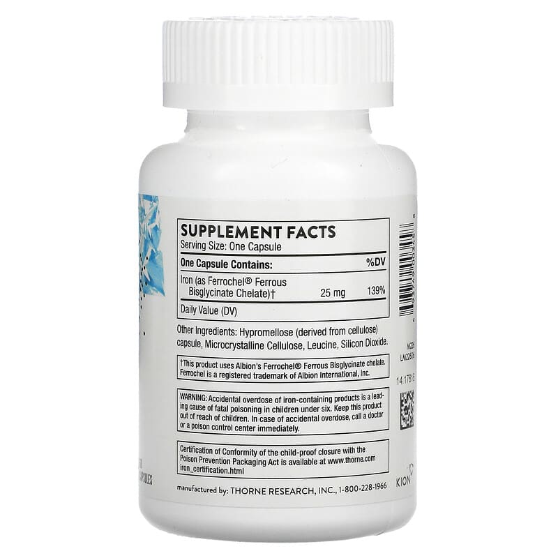 Thorne, Iron Bisglycinate, 60 Capsules 693749003458