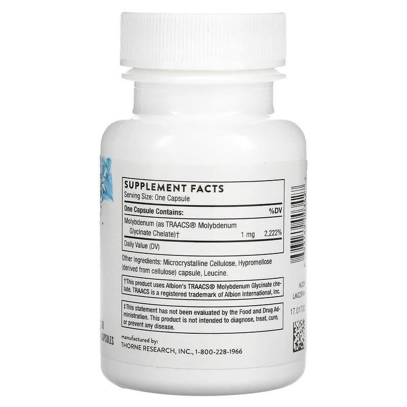 Thorne, Molybdenum Glycinate, 60 Capsules 693749003427