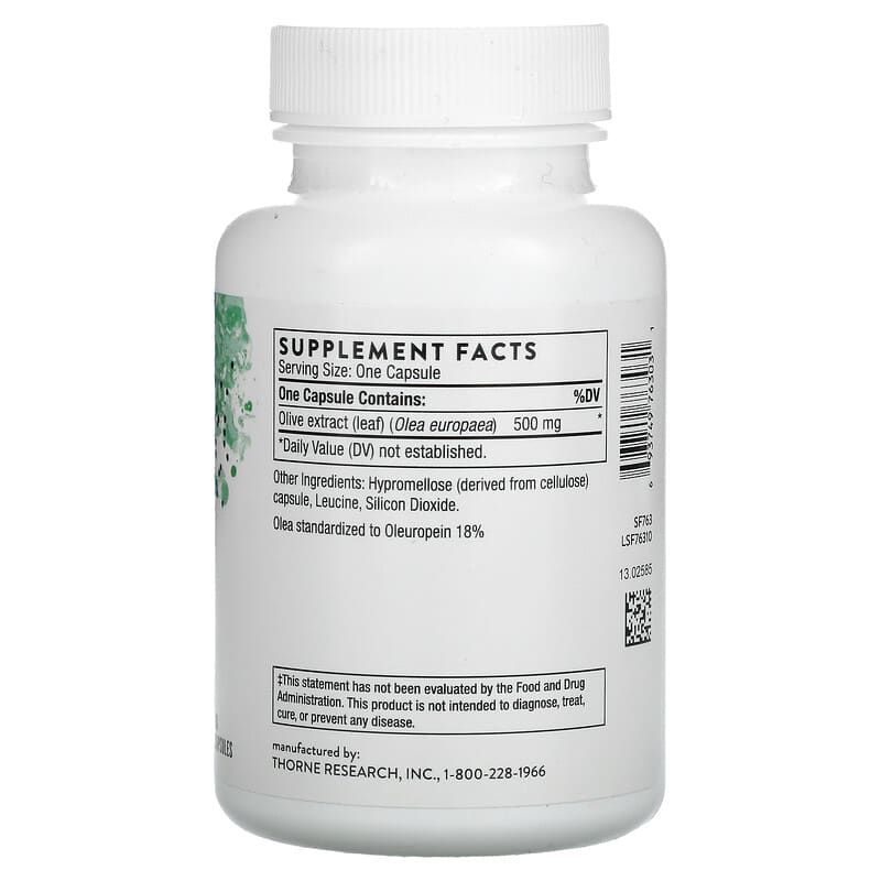 Thorne, Olive Leaf Extract, 60 Capsules 693749763031
