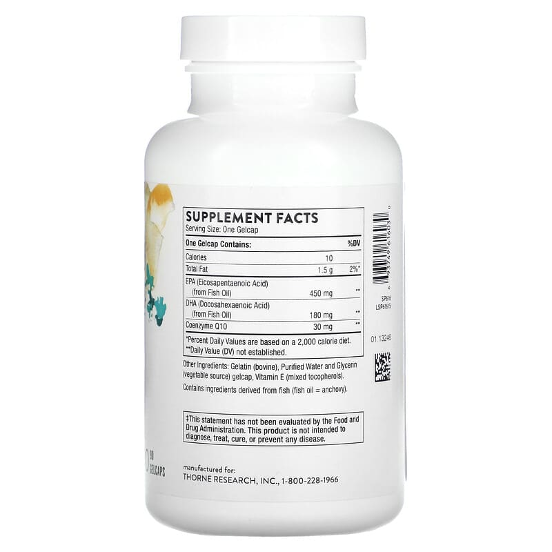 Thorne, Omega-3 with CoQ10, 90 Gelcaps 693749616030