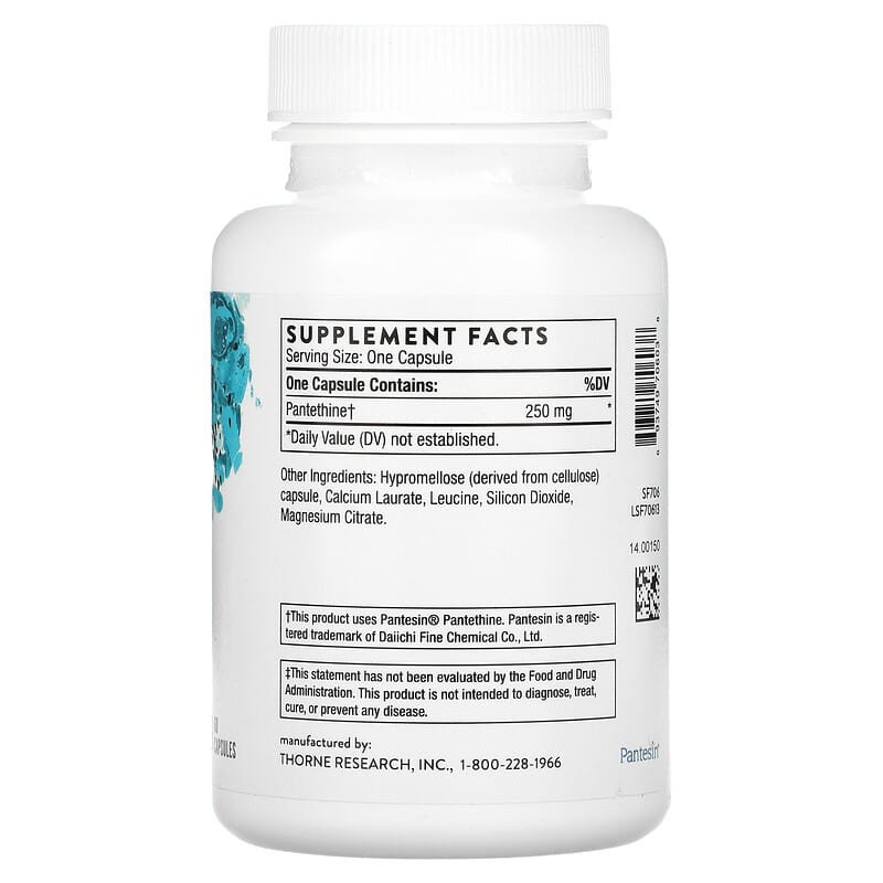 Thorne, Pantethine, 60 Capsules 693749706038