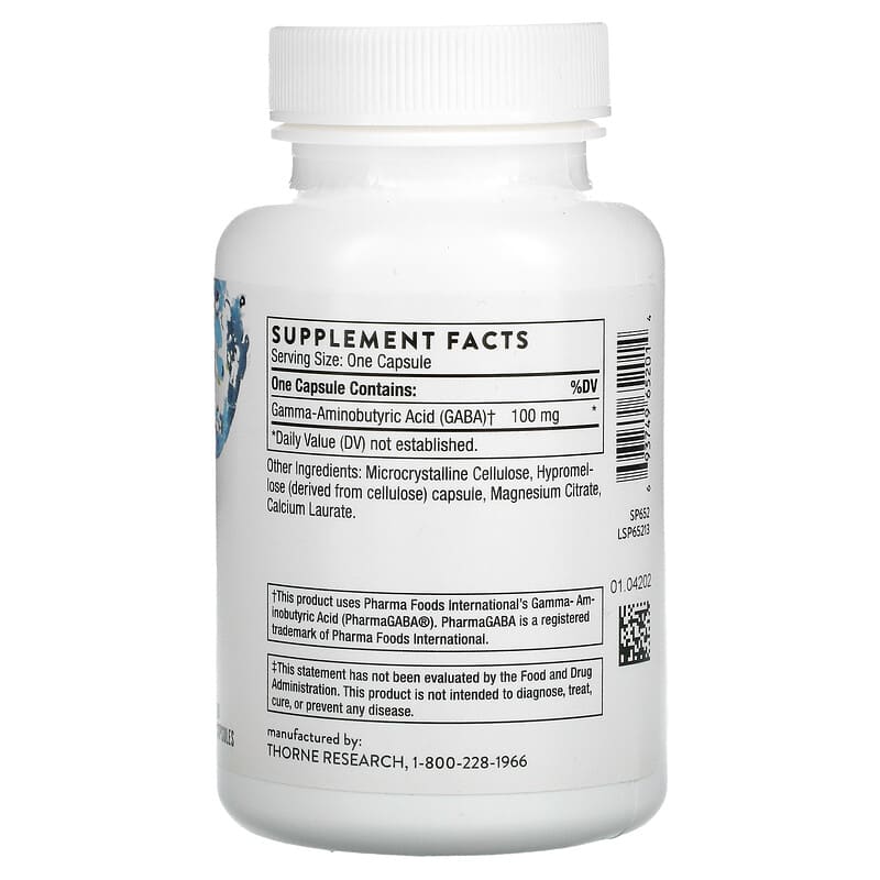Thorne, PharmaGABA-100, 60 Capsules 693749652014