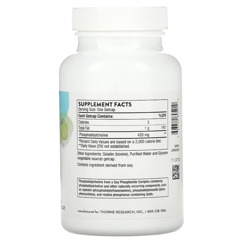 Thorne, Phosphatidyl Choline, 60 Gelcaps 693749605010