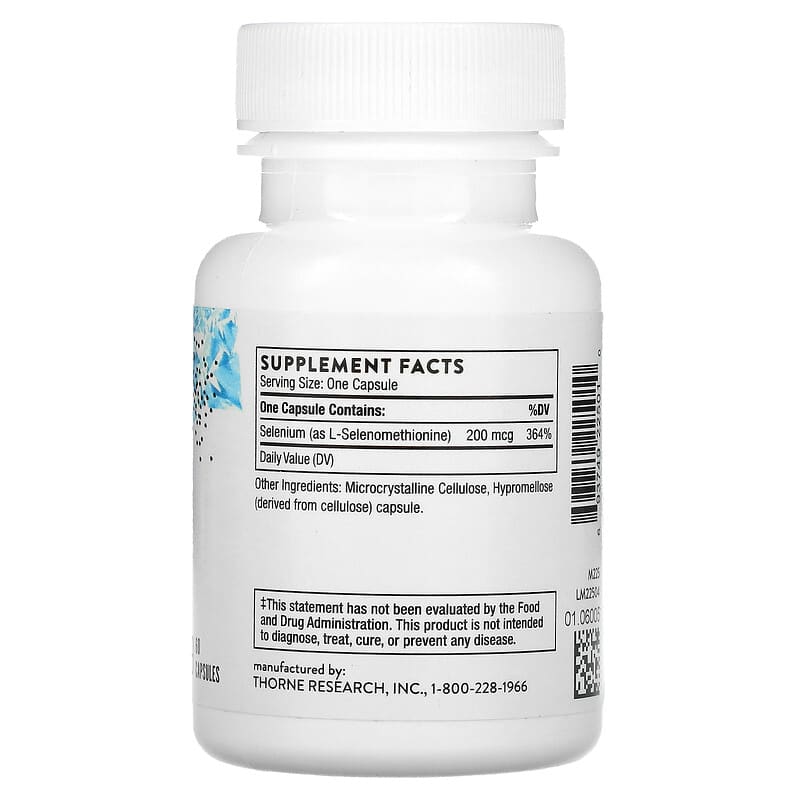 Thorne, Selenium, 200 mcg, 60 Capsules 693749225010