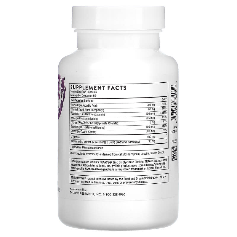 Thorne, Thyrocsin, Thyroid Cofactors, 120 Capsules 693749784012