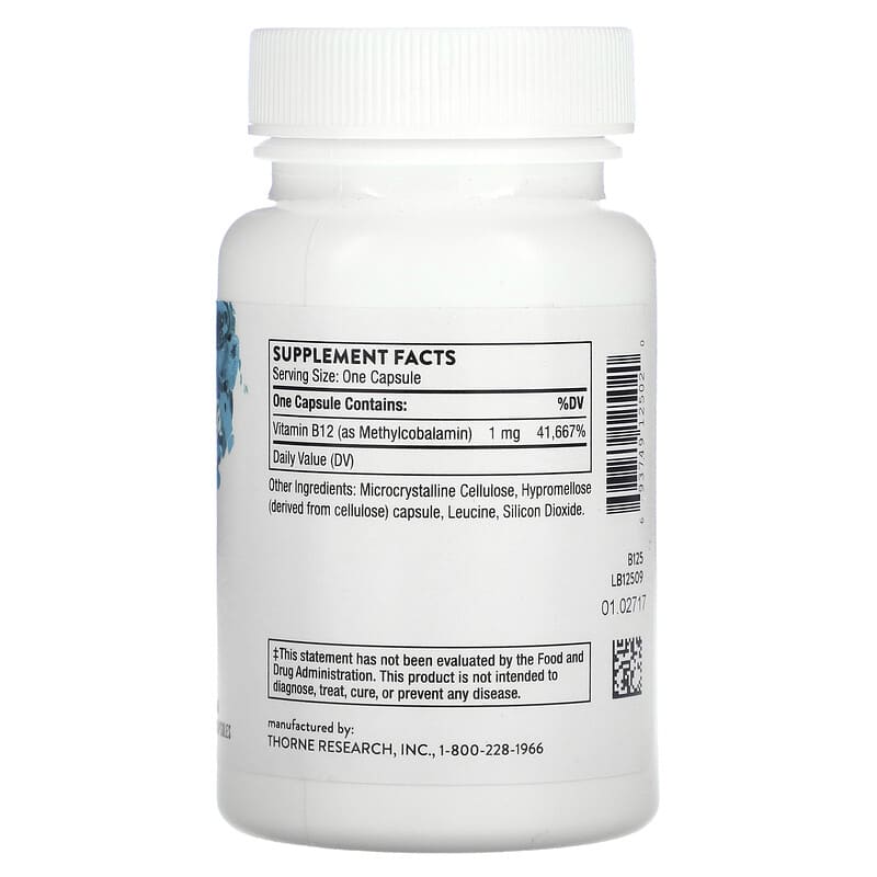 Thorne, Vitamin B12 as Methylcobalamin, 60 Capsules 693749125020