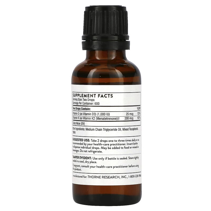 Thorne, Vitamin D/K2, 1 fl oz (30 ml) 693749500018