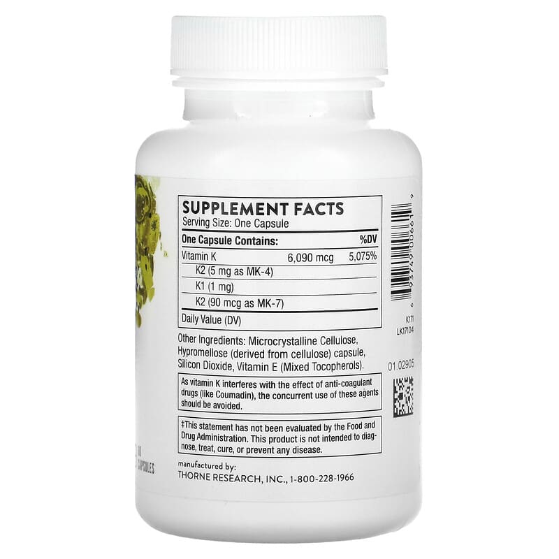 Thorne, Vitamin K, 60 Capsules 693749006619