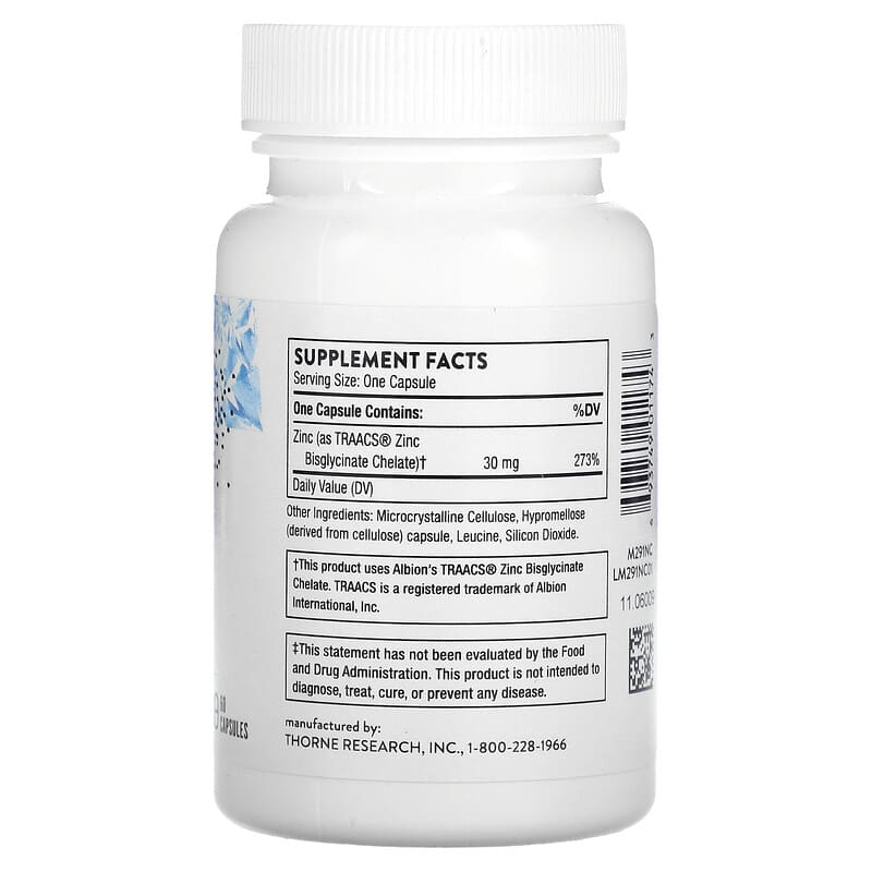 Thorne, Zinc Bisglycinate, 30 mg, 60 Capsules 693749011743