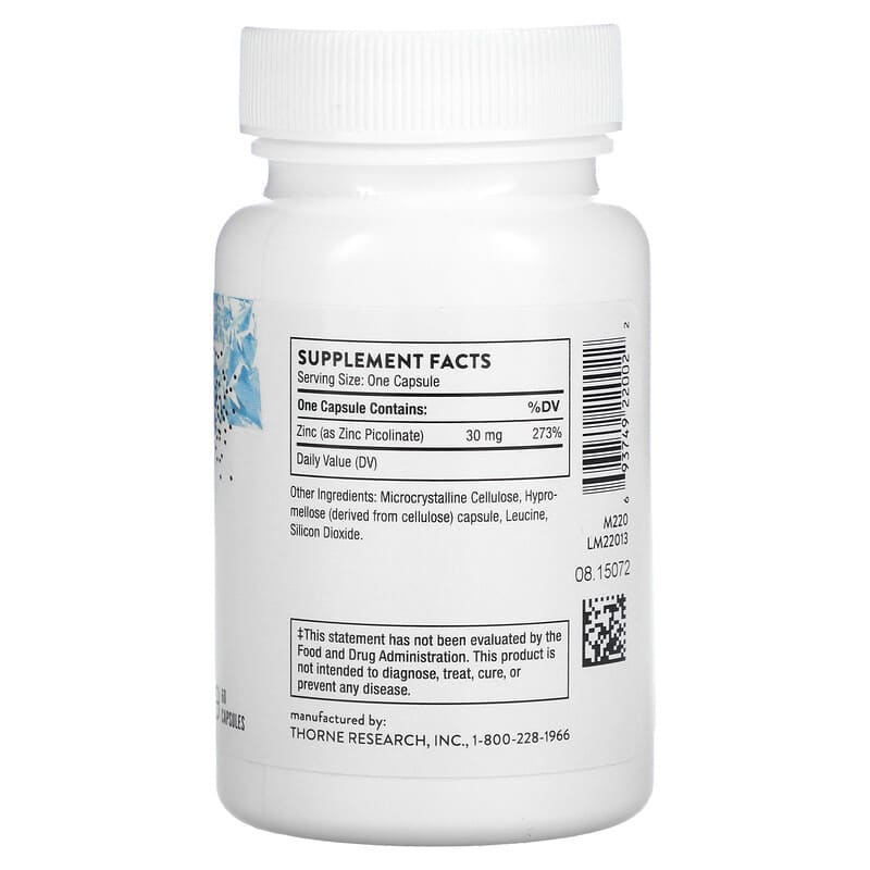 Thorne, Zinc Picolinate, 30 mg, 60 Capsules 693749220022