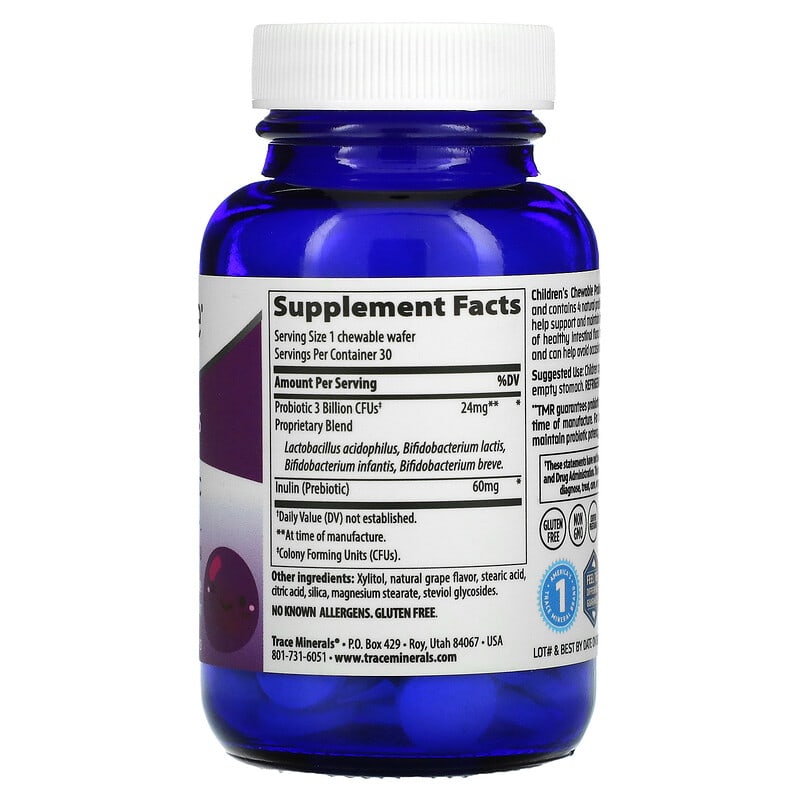 Trace Minerals ®, Children's Chewable Probiotic, Concord Grape, 30 Chewables 878941003271