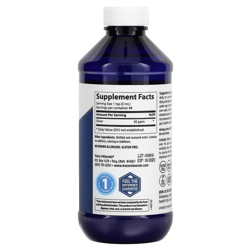 Trace Minerals ®, Colloidal Silver, 30 ppm, 8 fl oz (237 ml) 878941000041