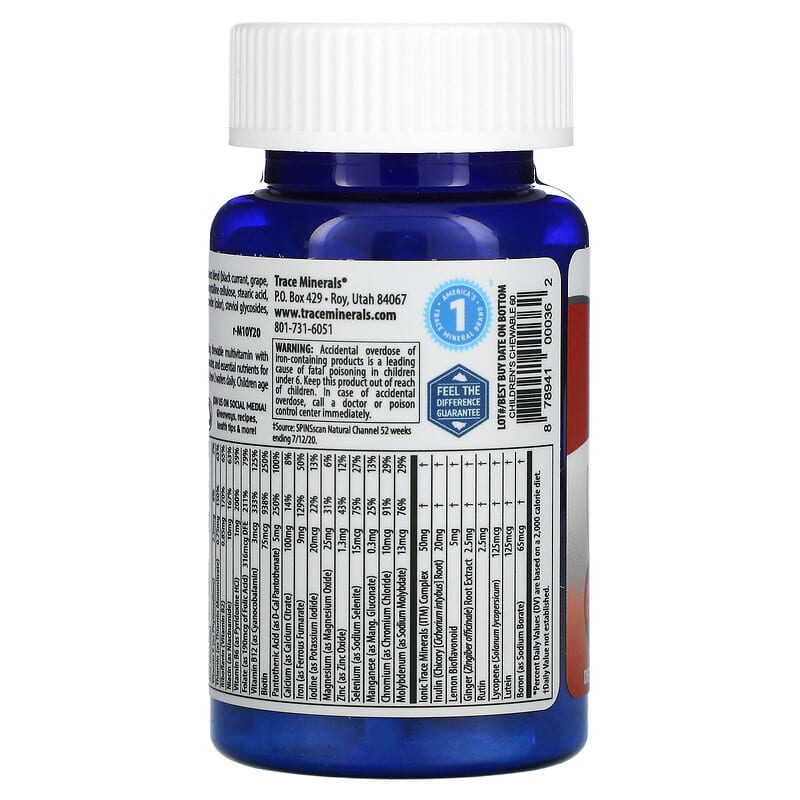 Trace Minerals ®, Complete Multi Children's Chewable, Wild Cherry, 60 Chewable Wafers 878941000362