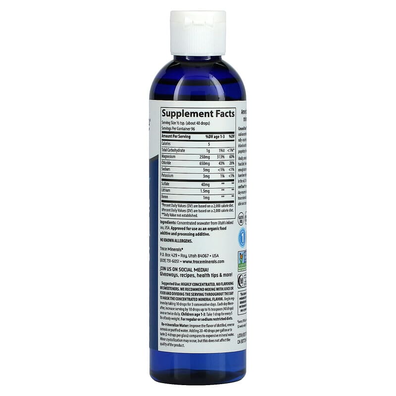 Trace Minerals ®, ConcenTrace, Trace Mineral Drops, 8 fl oz (237 ml) 878941000058