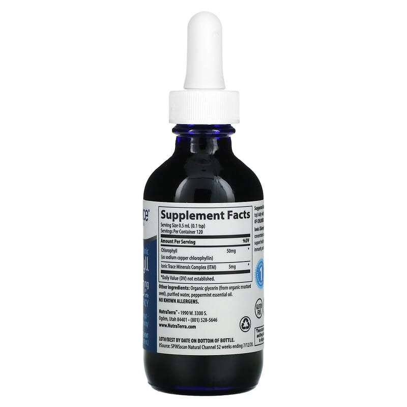 Trace Minerals ®, Concentrated Ionic Chlorophyll, Natural Mint, 6,000 mg, 2 fl oz (59 ml) 878941006678