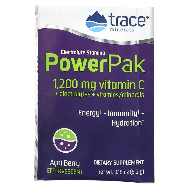 Trace Minerals ®, Electrolyte Stamina PowerPak, Acai Berry, 30 Packets, 0.18 oz (5.2 g) Each 878941002632