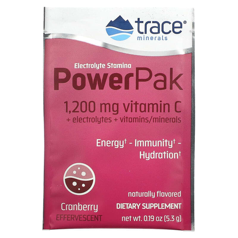 Trace Minerals ®, Electrolyte Stamina PowerPak, Cranberry, 30 Packets, 0.19 oz (5.3 g) Each 878941001505