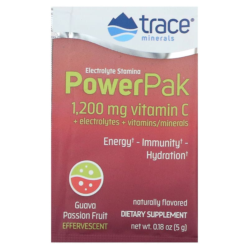 Trace Minerals ®, Electrolyte Stamina PowerPak, Guava Passion Fruit, 30 Packets, 0.18 oz (5 g) Each 878941003653