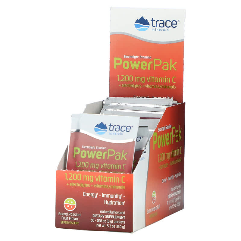 Trace Minerals ® Electrolyte Stamina PowerPak Guava Passion Fruit 30 Packets 0.18 oz (5 g) Each 878941003653