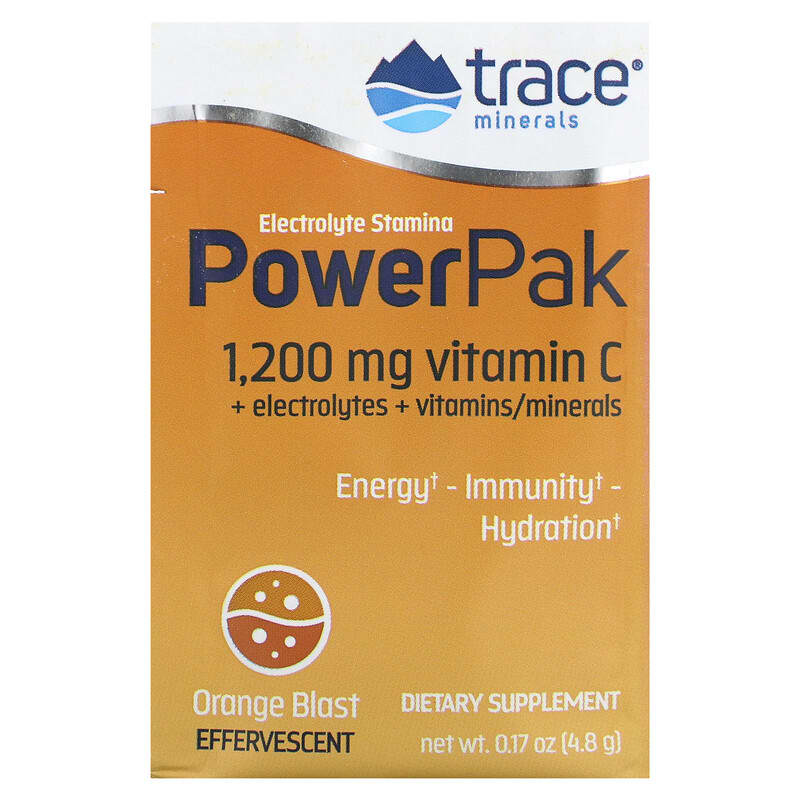 Trace Minerals ®, Electrolyte Stamina PowerPak, Orange Blast, 30 Packets, 0.17 oz (4.8 g) Each 878941000539