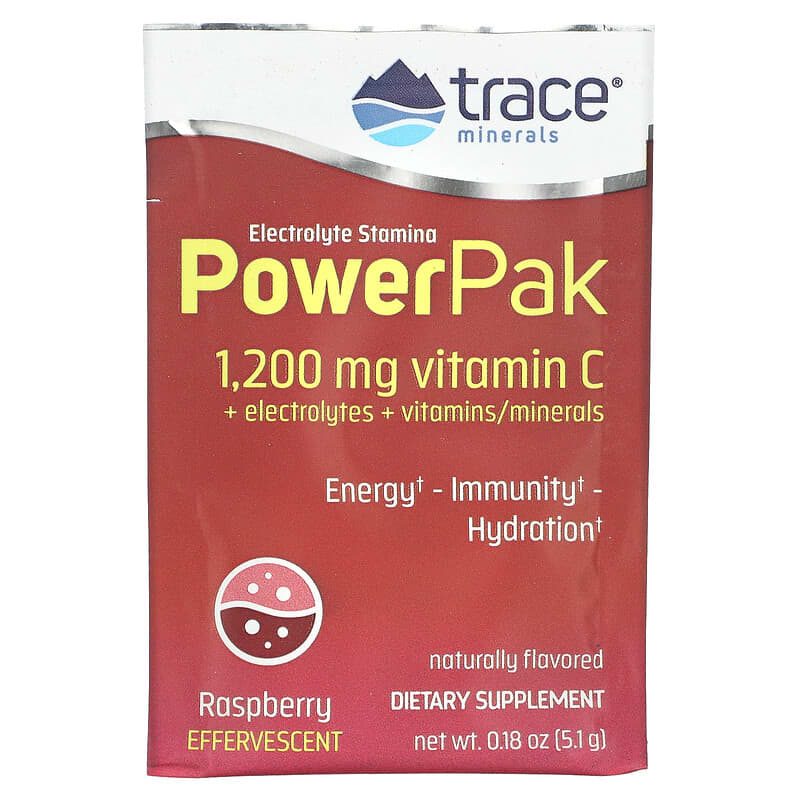 Trace Minerals ®, Electrolyte Stamina PowerPak, Raspberry, 30 Packets, 0.18 oz (5.1 g) Each 878941000546