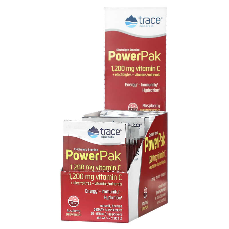 Trace Minerals ® Electrolyte Stamina PowerPak Raspberry 30 Packets 0.18 oz (5.1 g) Each 878941000546