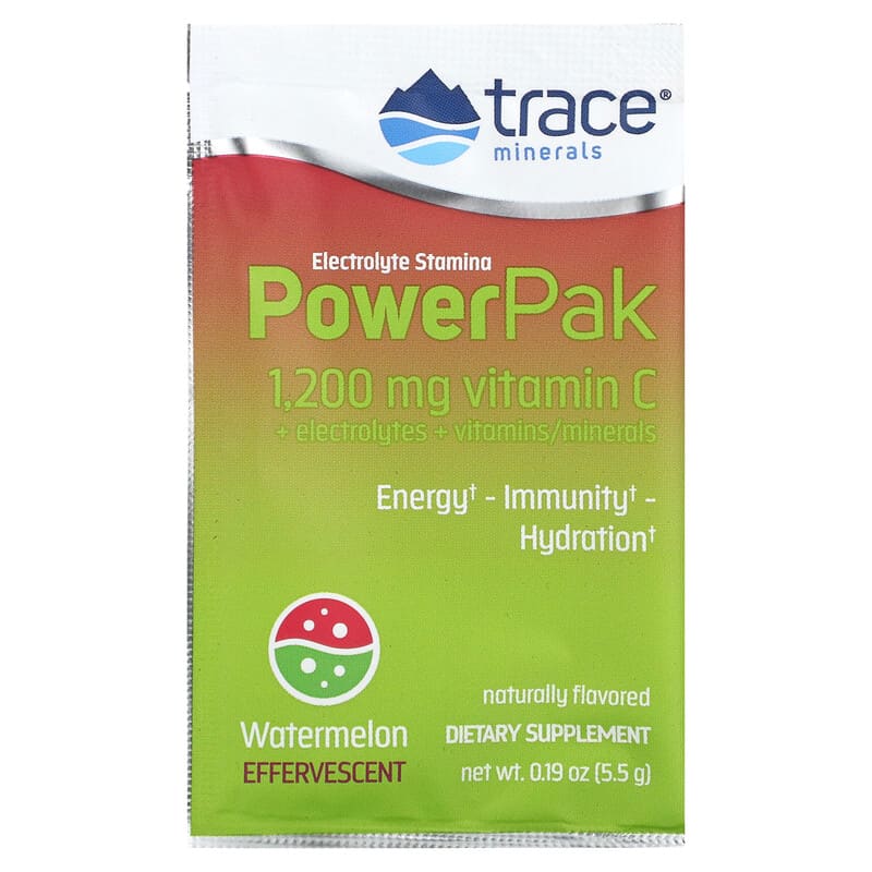 Trace Minerals ®, Electrolyte Stamina PowerPak, Watermelon, 30 Packets, 0.19 oz (5.5 g) Each 878941004391