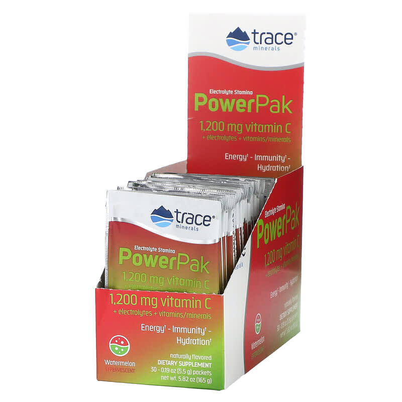 Trace Minerals ® Electrolyte Stamina PowerPak Watermelon 30 Packets 0.19 oz (5.5 g) Each 878941004391