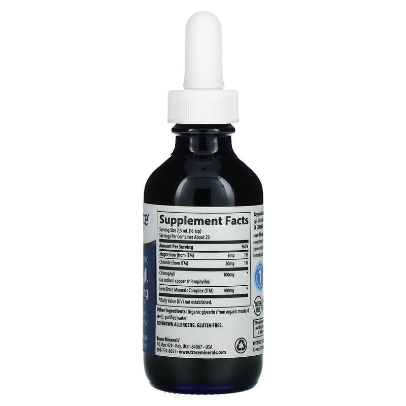 Trace Minerals ®, Ionic Chlorophyll, 100 mg, 2 fl oz (59 ml) 878941006579