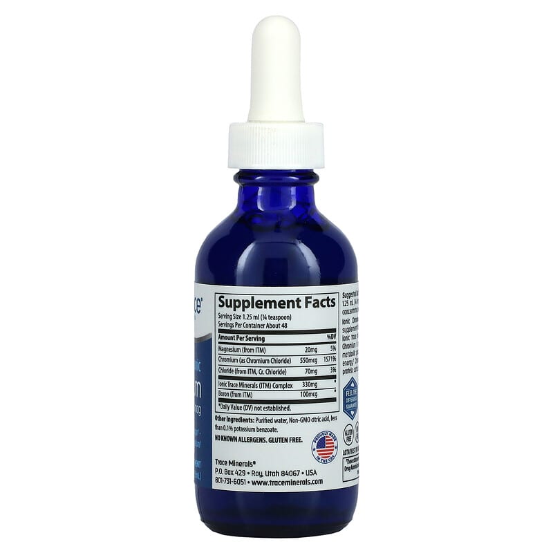 Trace Minerals ®, Ionic Chromium, 550 mcg, 2 fl oz (59 ml) 878941000157