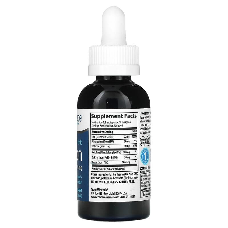 Trace Minerals ®, Ionic Iron, 22 mg, 1.9 fl oz (56 ml) 878941000164