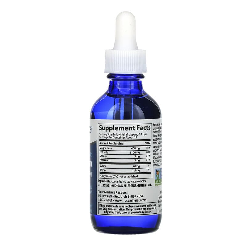 Trace Minerals ®, Ionic Magnesium, 400 mg, 2 fl oz (59 ml) 878941000171