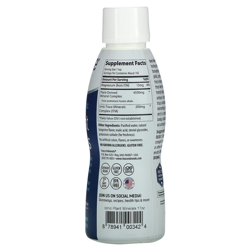 Trace Minerals ®, Ionic Plant Minerals, Tangerine , 17 fl oz (503 ml) 878941003424