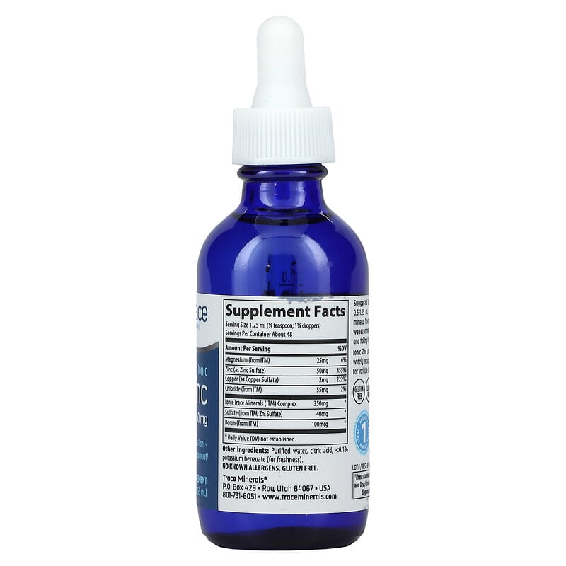 Trace Minerals ®, Ionic Zinc, 50 mg, 2 fl oz (59 ml) 878941000195