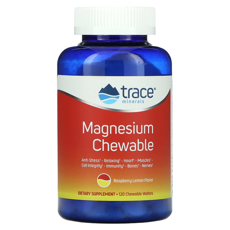 Trace Minerals ® Magnesium Chewable Raspberry Lemon  120 Chewable Wafers 878941004988